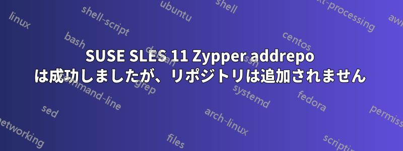 SUSE SLES 11 Zypper addrepo は成功しましたが、リポジトリは追加されません