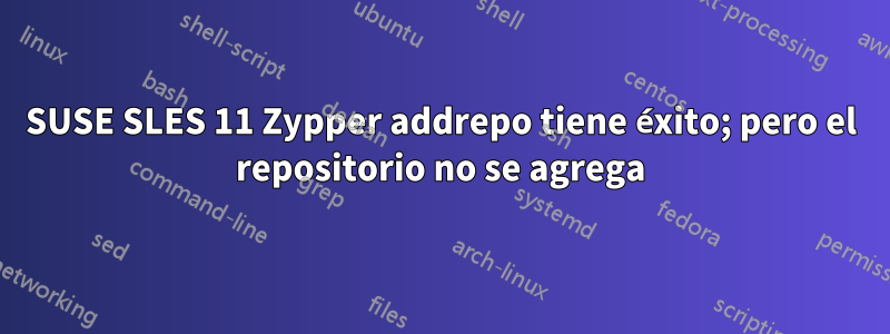 SUSE SLES 11 Zypper addrepo tiene éxito; pero el repositorio no se agrega