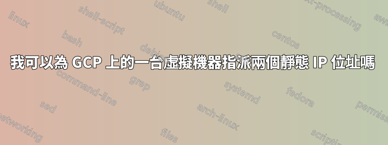 我可以為 GCP 上的一台虛擬機器指派兩個靜態 IP 位址嗎