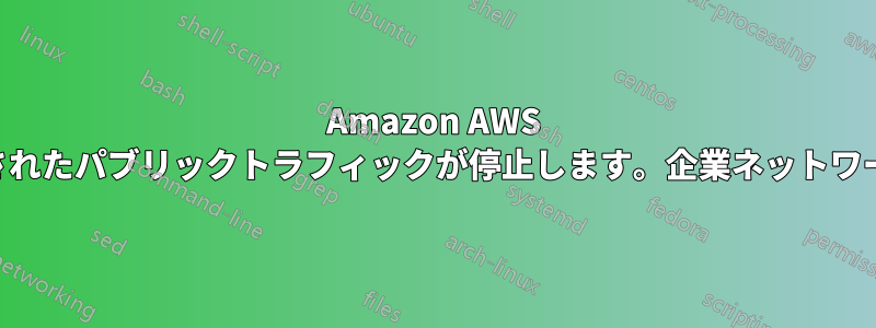 Amazon AWS VPN経由でルーティングされたパブリックトラフィックが停止します。企業ネットワークから出るようにしたい