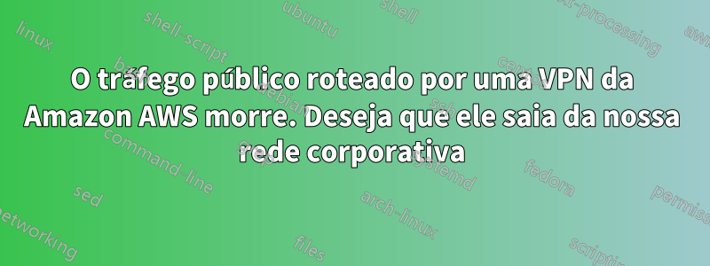 O tráfego público roteado por uma VPN da Amazon AWS morre. Deseja que ele saia da nossa rede corporativa