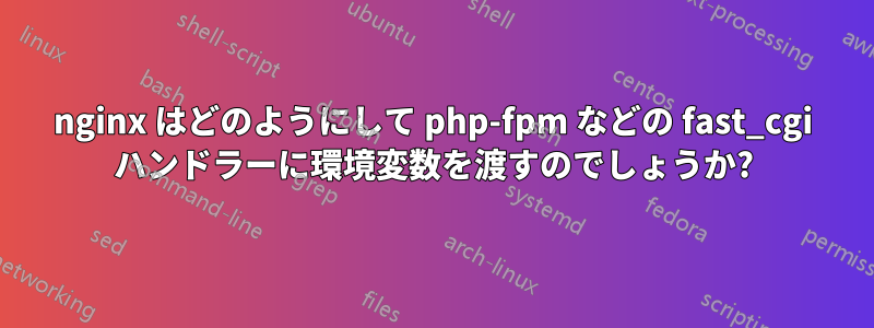 nginx はどのようにして php-fpm などの fast_cgi ハンドラーに環境変数を渡すのでしょうか?