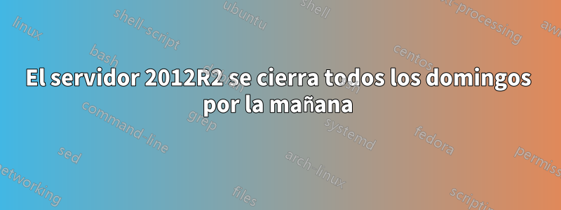 El servidor 2012R2 se cierra todos los domingos por la mañana