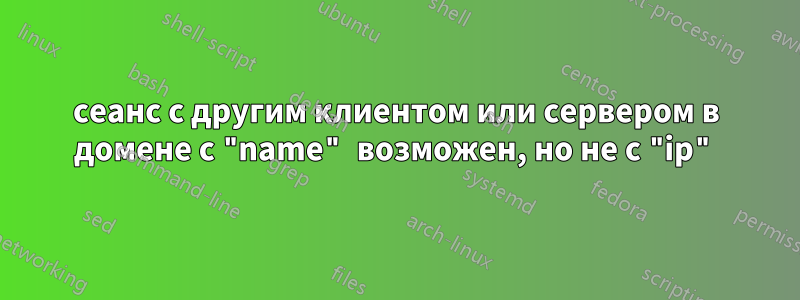 сеанс с другим клиентом или сервером в домене с "name" возможен, но не с "ip"