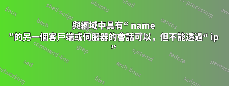 與網域中具有“ name ”的另一個客戶端或伺服器的會話可以，但不能透過“ ip ”