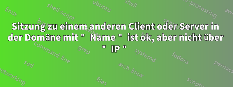 Sitzung zu einem anderen Client oder Server in der Domäne mit " Name " ist ok, aber nicht über " IP "