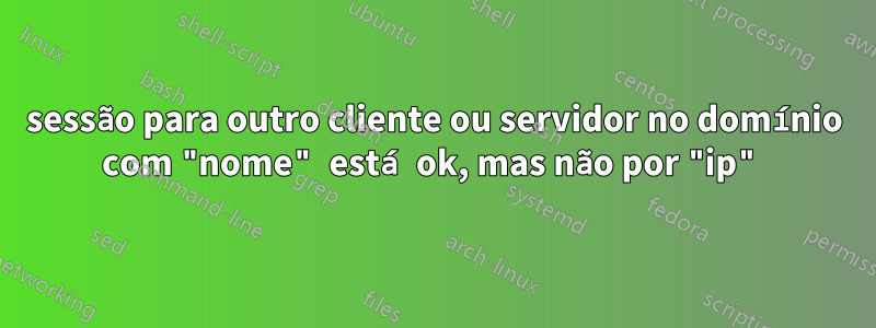 sessão para outro cliente ou servidor no domínio com "nome" está ok, mas não por "ip"