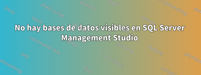No hay bases de datos visibles en SQL Server Management Studio