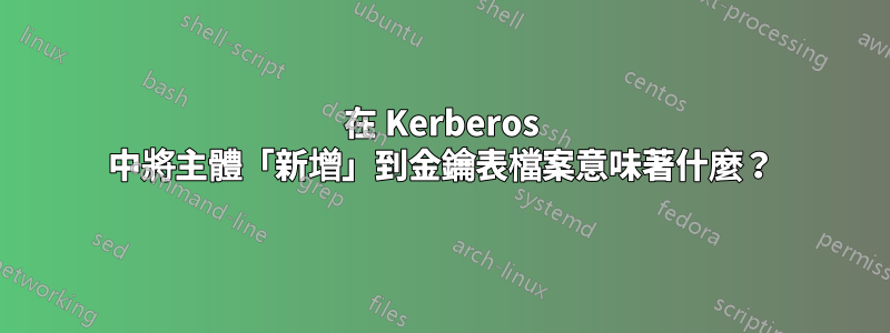 在 Kerberos 中將主體「新增」到金鑰表檔案意味著什麼？