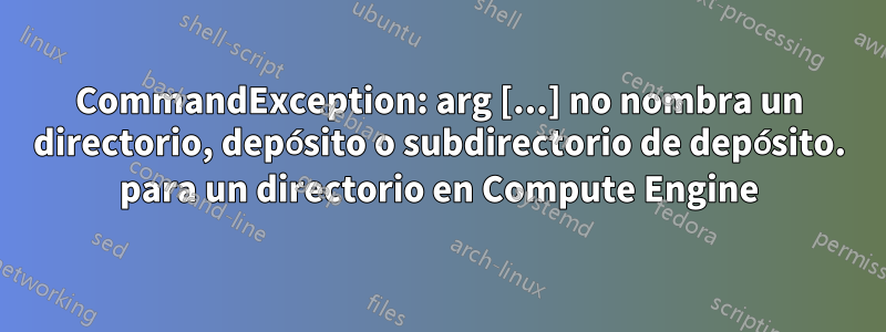 CommandException: arg [...] no nombra un directorio, depósito o subdirectorio de depósito. para un directorio en Compute Engine