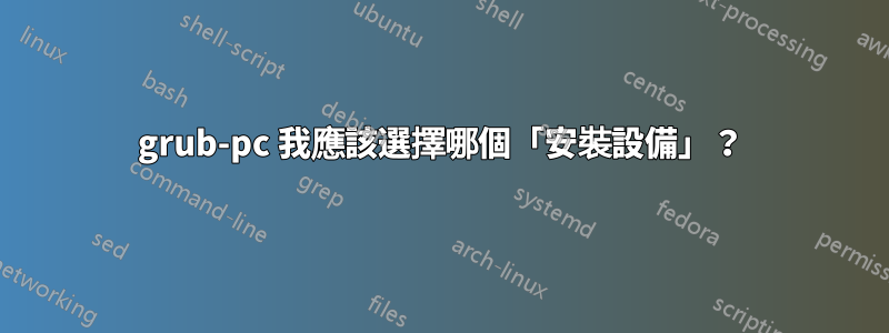 grub-pc 我應該選擇哪個「安裝設備」？