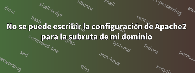 No se puede escribir la configuración de Apache2 para la subruta de mi dominio