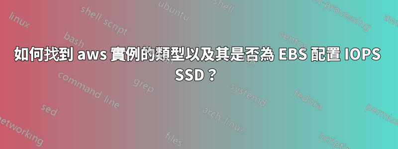 如何找到 aws 實例的類型以及其是否為 EBS 配置 IOPS SSD？