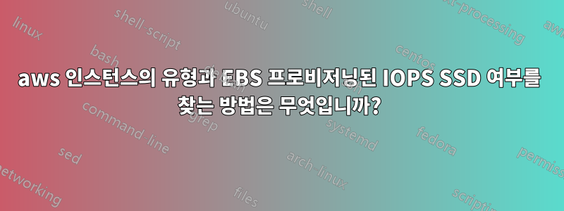 aws 인스턴스의 유형과 EBS 프로비저닝된 IOPS SSD 여부를 찾는 방법은 무엇입니까?