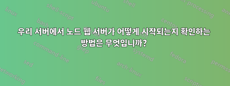 우리 서버에서 노드 웹 서버가 어떻게 시작되는지 확인하는 방법은 무엇입니까?