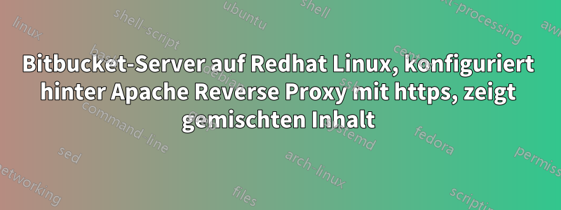 Bitbucket-Server auf Redhat Linux, konfiguriert hinter Apache Reverse Proxy mit https, zeigt gemischten Inhalt