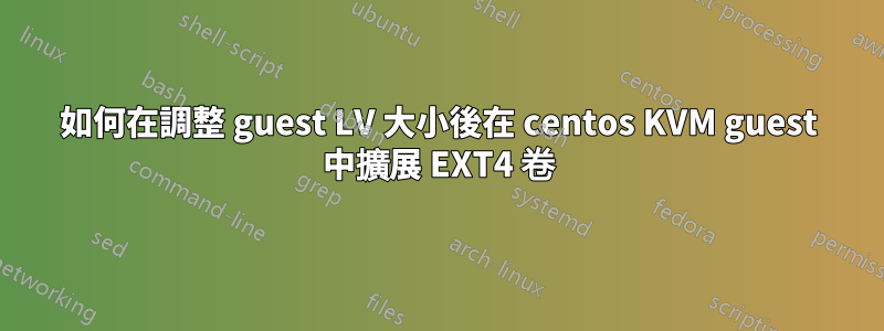 如何在調整 guest LV 大小後在 centos KVM guest 中擴展 EXT4 卷