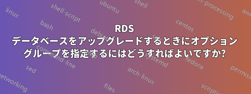 RDS データベースをアップグレードするときにオプション グループを指定するにはどうすればよいですか?