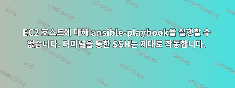 EC2 호스트에 대해 ansible-playbook을 실행할 수 없습니다. 터미널을 통한 SSH는 제대로 작동합니다.