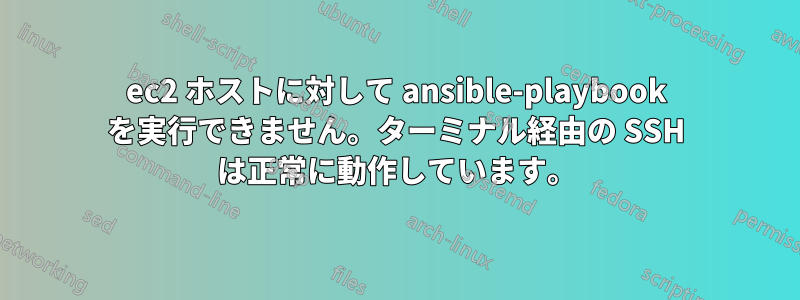 ec2 ホストに対して ansible-playbook を実行できません。ターミナル経由の SSH は正常に動作しています。