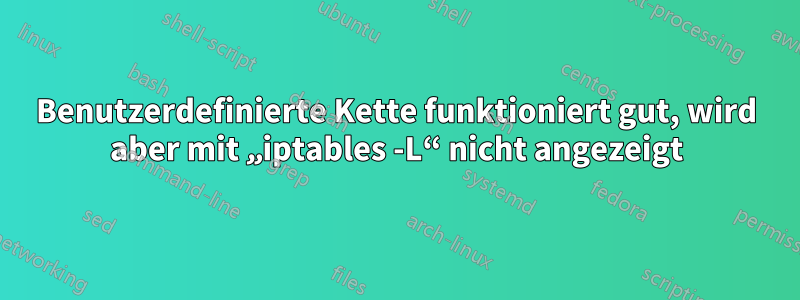 Benutzerdefinierte Kette funktioniert gut, wird aber mit „iptables -L“ nicht angezeigt