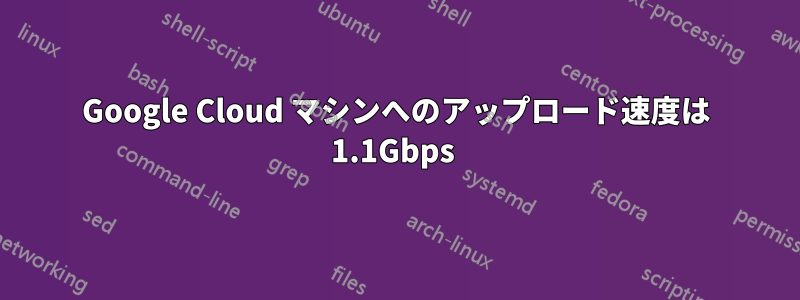 Google Cloud マシンへのアップロード速度は 1.1Gbps 