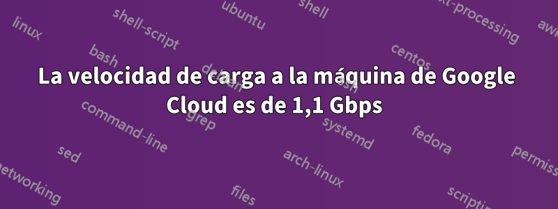 La velocidad de carga a la máquina de Google Cloud es de 1,1 Gbps 