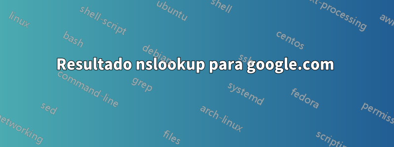 Resultado nslookup para google.com