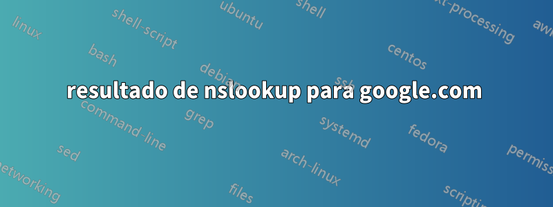 resultado de nslookup para google.com
