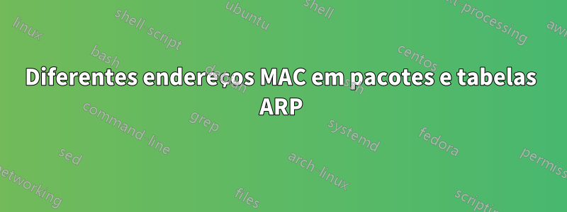 Diferentes endereços MAC em pacotes e tabelas ARP