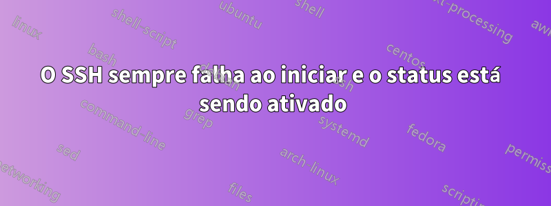 O SSH sempre falha ao iniciar e o status está sendo ativado