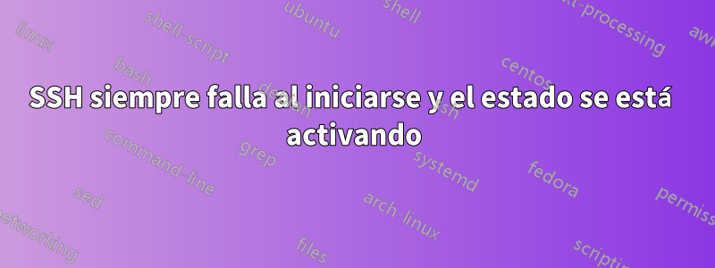 SSH siempre falla al iniciarse y el estado se está activando