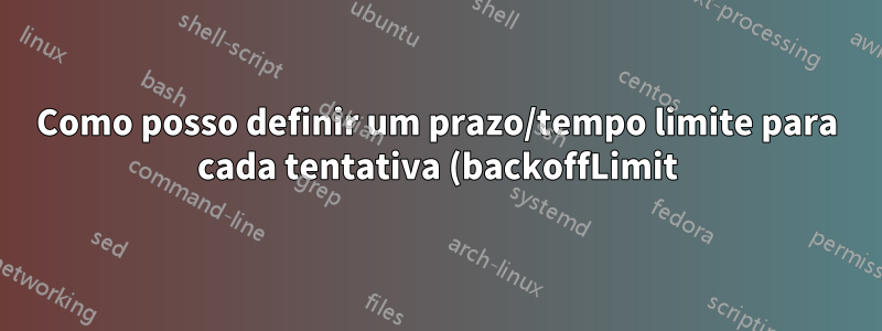 Como posso definir um prazo/tempo limite para cada tentativa (backoffLimit) em um trabalho do Kubernetes?