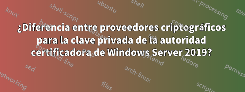 ¿Diferencia entre proveedores criptográficos para la clave privada de la autoridad certificadora de Windows Server 2019?