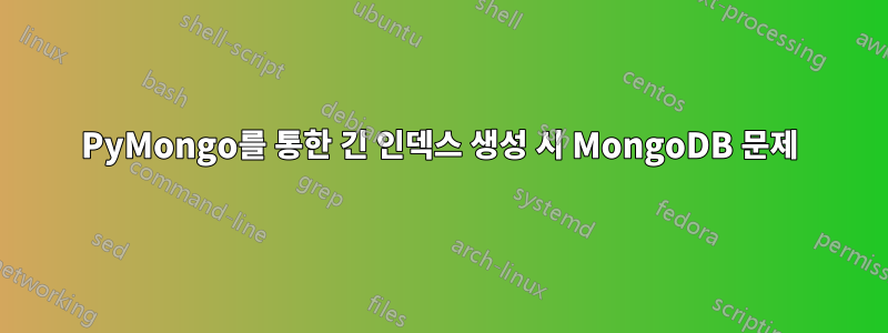 PyMongo를 통한 긴 인덱스 생성 시 MongoDB 문제