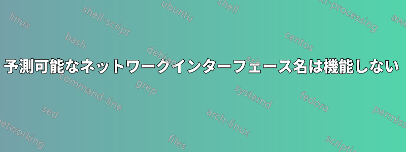 予測可能なネットワークインターフェース名は機能しない