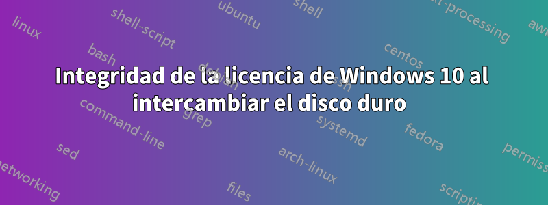 Integridad de la licencia de Windows 10 al intercambiar el disco duro 