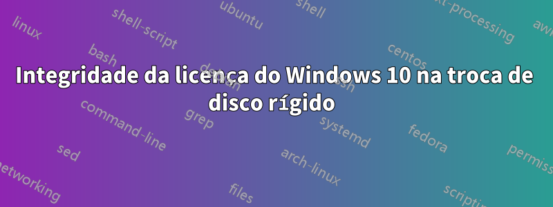 Integridade da licença do Windows 10 na troca de disco rígido 