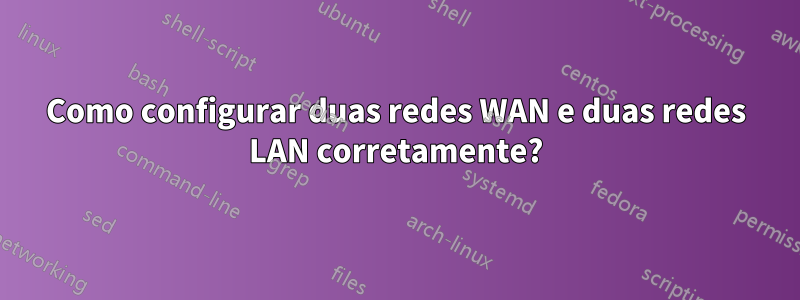 Como configurar duas redes WAN e duas redes LAN corretamente?