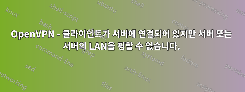 OpenVPN - 클라이언트가 서버에 연결되어 있지만 서버 또는 서버의 LAN을 핑할 수 없습니다.