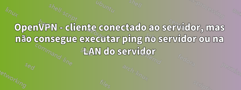 OpenVPN - cliente conectado ao servidor, mas não consegue executar ping no servidor ou na LAN do servidor