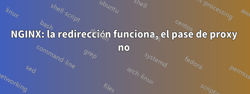 NGINX: la redirección funciona, el pase de proxy no