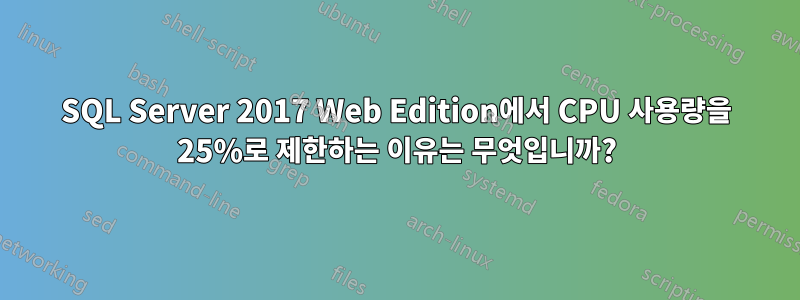 SQL Server 2017 Web Edition에서 CPU 사용량을 25%로 제한하는 이유는 무엇입니까?