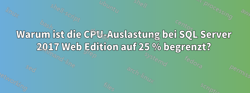 Warum ist die CPU-Auslastung bei SQL Server 2017 Web Edition auf 25 % begrenzt?