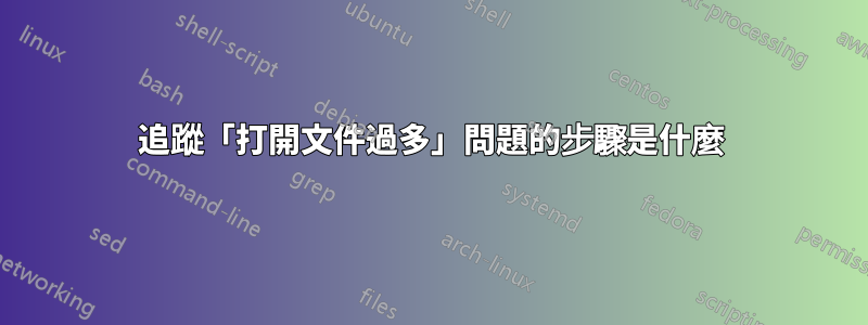 追蹤「打開文件過多」問題的步驟是什麼
