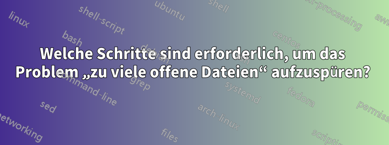 Welche Schritte sind erforderlich, um das Problem „zu viele offene Dateien“ aufzuspüren?