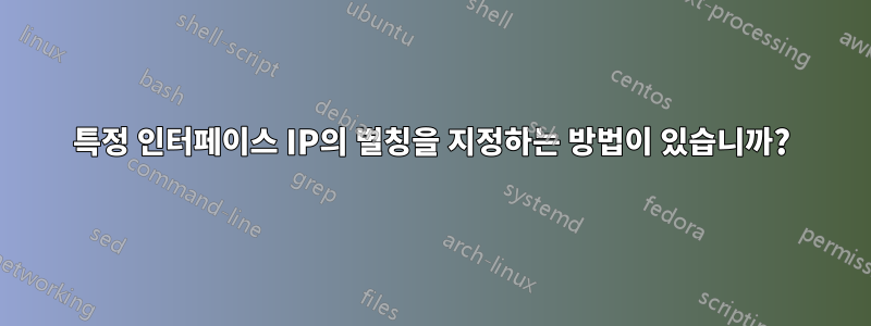 특정 인터페이스 IP의 별칭을 지정하는 방법이 있습니까?