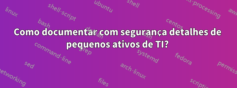 Como documentar com segurança detalhes de pequenos ativos de TI?