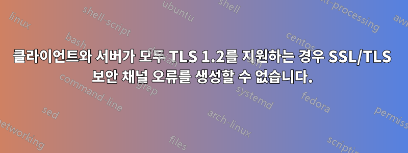 클라이언트와 서버가 모두 TLS 1.2를 지원하는 경우 SSL/TLS 보안 채널 오류를 생성할 수 없습니다.