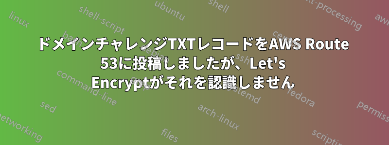 ドメインチャレンジTXTレコードをAWS Route 53に投稿しましたが、Let's Encryptがそれを認識しません